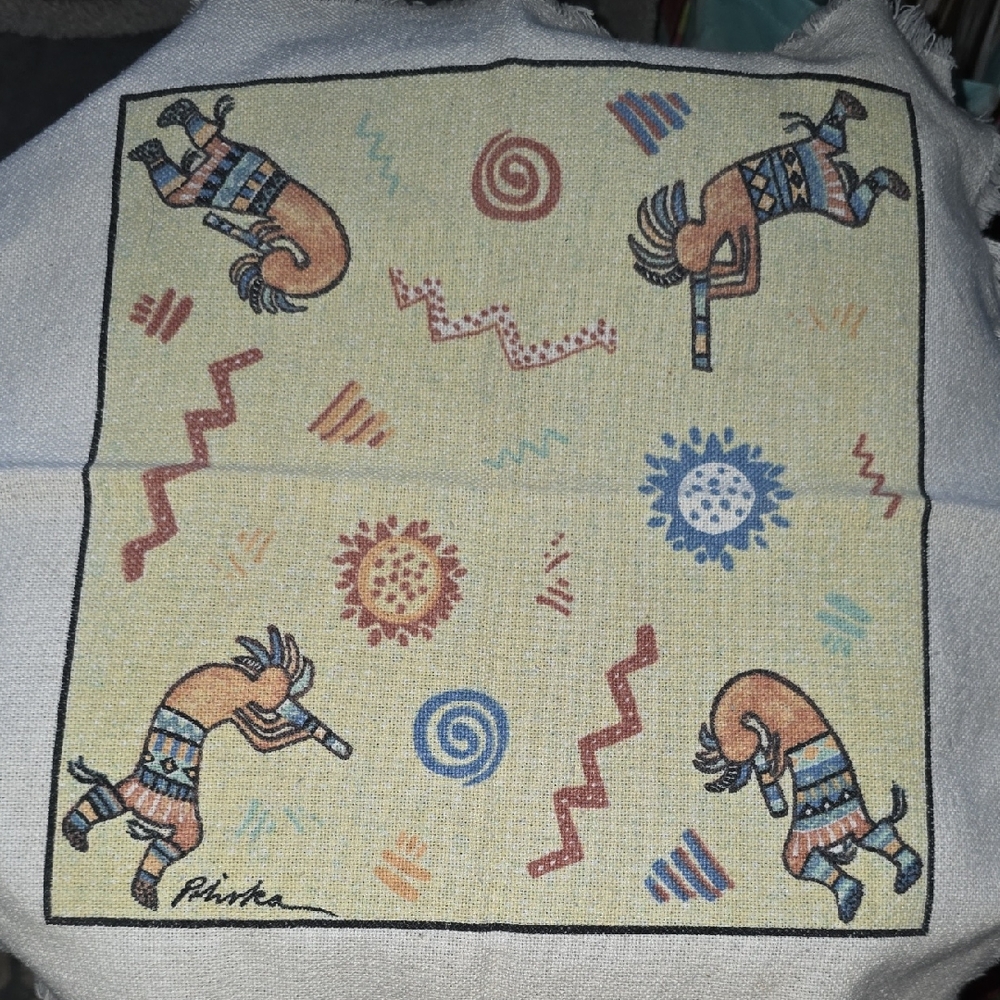 Kokopelli Figures Kitchen Cotton Towel SET of 2